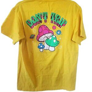 Eldon Mens T-shirt Tee Yellow Don't Trip Mushrooms Psychedelic Festival Hippie